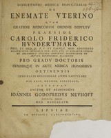 view Dissertatio medica inauguralis de enemate uterino ... / [Johann Gottfried Neuhoff].