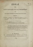 view Essai sur les avantages de la gymnastique pour l'éducation physique et morale des jeunes gens / Par M.-E.-G. Paimparey.