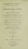 view Dissertatio medica inauguralis, de rheumatismo acuto / [John Metcalfe].