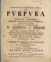 view Dissertatio inauguralis medica de purpura quam ... / defendet auctor et respondens Allen Swainston.