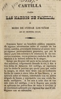 view Cartilla para las madres de familia : ó modo de cuidar los niños en su primera edad.