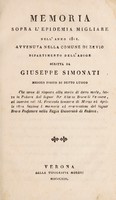 view Memoria sopra l'epidemia migliare dell'anno 1811 avvenuta nella comune di Zevio ... / scritta da Giuseppe Simonati.