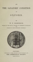 view On the sanatory condition of Oxford / By W.P. Ormerod.