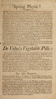 view Spring physic! ... De Velno's [sic] vegetable pills / [James Pidding].