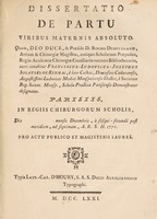 view Dissertatio de partu viribus maternis absoluto ... / quam ... tueri conabitur Franciscus-Ludovicus-Josephus Solayrès de Renhac.