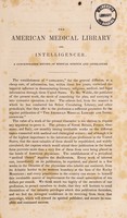 view Specimen sheet. The American Medical Library and Intelligencer : a concentrated record of medical science and literature / edited by G.S. Pattison, M.D. and R. Dunglison, M.D.