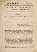 view Prospectus. Plantes usuelles, indigènes et exotiques, avec la description de leurs caractères distinctifs et de leurs propriétés médicinales / [Joseph Roques].