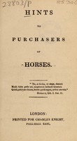 view Hints to purchasers of horses.