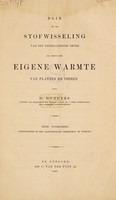 view Blik op de stofwisseling van het epitellurische leven als bron der eigene warmte van planten en dieren / [F.C. Donders].