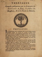 view Theriaque composée publiquement par la Compagnie des Apoticaires de Paris, en présence des magistrats, et de la Faculté de Médecine.