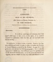 view Copy of an address, read to his students, after lecture, on Monday, November 21 / [John Thomson].