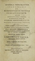 view Epistola physiologica inauguralis de elementariis musicae sensationibus / [Louis Odier].