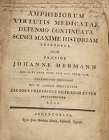 view Amphibiorum virtutis medicatae defensio continuata scinci maxime historiam expendens / [Jacques Frédéric Schweighaeuser].