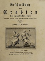 view Beschreibung von Arabien. Aus eigenen beobachtungen und in lande selbst gesammleten nachrichten abgefasset von Carsten Niebuhr / [Carsten Niebuhr].