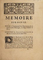 view Memoire signifié, pour la communauté des procureurs de la sénéchaussée d'Auvergne, & siége présidial de Riom : contre les juges consuls & les marchands de la même ville.