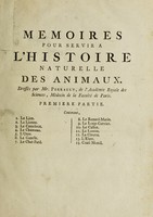 view Memoires pour servir a l'histoire naturelle des animaux / [Claude Perrault].