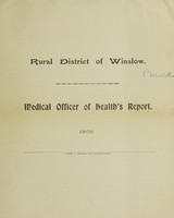 view [Report 1909] / Medical Officer of Health, Winslow (Union) R.D.C.