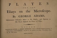 view Plates for the Essays on the microscope / [George Adams].