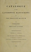 view A catalogue of the Lansdowne manuscripts in the British Museum : with indexes of persons, places, and matters.