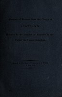 view Return pursuant to an address of the ... House of Commons, dated the 4th of May 1818; for an abstract of returns from the clergy of Scotland, relative to the number of lunatics in that part of the United Kingdom / [Signed by H. Hobhouse, Home Secretary].