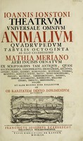 view Theatrum universale omnium animalium quadrupedum tabulis octoginta ab ... / M. Meriano aeri incisis ornatum.