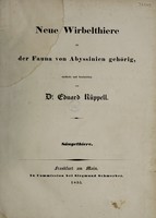 view Neue Wirbelthiere zu der Fauna von Abyssinien gehörig / [Wilhelm Peter Edward Simon Rueppell].