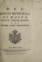 view Del dritto municipale di Malta. Nuova compilazione con diverse altre costituzioni.