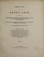 view Observations on the genus Unio / [Isaac Lea].