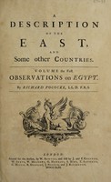 view A description of the East, and some other countries ... / By Richard Pococke.