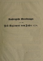 view Nachträgliche Verordnungen zum Pest-Reglement vom Jahre 1770.