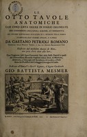 view Le otto tavole anatomiche : con cinquanta figure in foglio delineate per compimento dell'opera sublime, et imperfetta del celebre Bartolomeo Eustachio de S. Severino della Marca / composte con sommo studio, e fatica da Gaetano Petrioli Romano ; illustrate dal medesmo autore di note, non pria d'ora date all luce ; con l'aggiunte delli sopra commenti fatti dallo stesso Petrioli a quelli del rinomatissimo Bernardo Siegfried Albini.