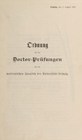 view Ordnung für die Doctor-Prüfungen bei der medicinischen Facultät der Universität Leipzig.