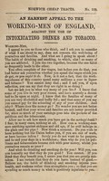 view An earnest appeal to the working-men of England against the use of intoxicating drinks and tobacco / [by a Total Abstainer and No Smoker].