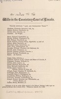 view [An index to the wills in the Consistory Court of Lincoln 1506-31] / edited by Alfred Gibbons.