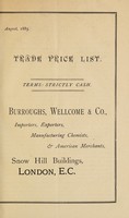 view Trade price list / Burroughs, Wellcome & Co.