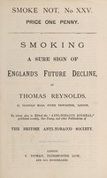 view Smoking : a sure sign of England's future decline / by Thomas Reynolds.