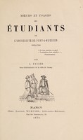 view Moeurs et usages des étudiants de l'Université de Pont-à-Mousson 1572-1768 / [J Favier].