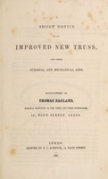 view A short notice of an improved new truss and other surgical and mechanical aids / manufactured by Thomas Eagland.