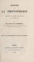 view Mémoire sur la photophobie : présenté à l'Académie des Sciences le 15 septembre 1856 / par R. Castorani.