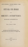 view Effetti della fatica muscolare sulla immunità antidifterica : ricerche sperimentali / Carlo Ceni.