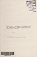 view Entomologie - Recherches et observations sur une nouvelle espèce d'hématozoaire, Trypanosoma sanguinis / par M. Gruby.