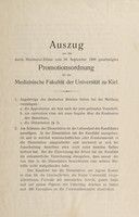 view Auszug aus der durch Ministerial-Erlass vom 30 September 1900 genehmigten Promotionsordnung für die Medizinische Fakultät der Universität zu Kiel.