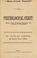 view Phrenological chart : being a chart of mental philosophy, and a synopsis of phrenology / by Nathan Ashton.