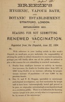 view Reasons for not submitting to renewed vaccination : reprinted from the Dispatch, June 22, 1884 / G.I.