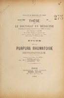 view Étude sur la purpura rhumatoide névropathique / par Gilbert Gaumé.