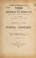 view Contribution à l'étude du purpura alcoolique / par J. Poirrier.