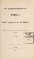 view Beiträge zur Entwicklungsgeschichte der Najaden : einige Beobachtungen über die Entwicklung des zelligen Muskelgewebes / F.A. Forel.