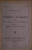 view Sales catalogue: Francis Edwards