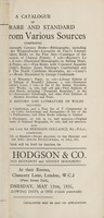 view Sales catalogues: Hodgson