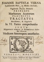 view Princeps morborum acutorum pleuritis. Tractatus ... juxta Hippocratis mentem, & recentiorum theses / [Giovanni Battista Verna].